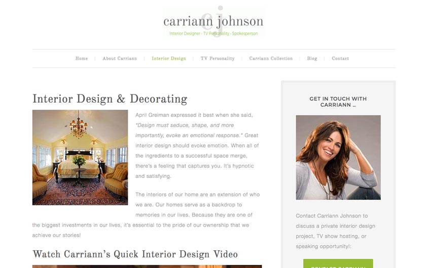 Carriann Johnson Service Website Page Design by Swanie