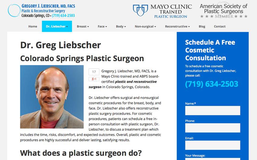 Plastic Surgeon Website Bio Page by Swanie