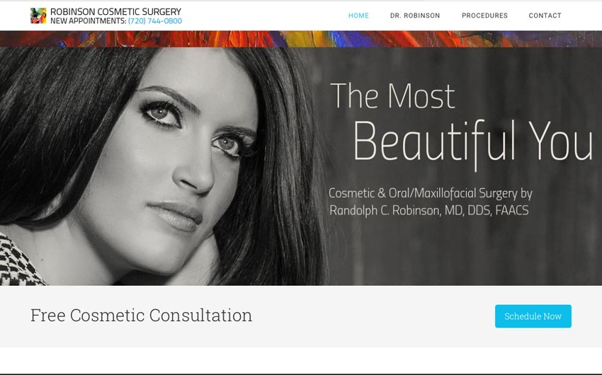 Home Page Website Design and SEO for Robinson Cosmetic Surgery by Swanie